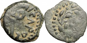 Tiberius (14-37), Pontius Pilatus (Procurator 26-36). AE Prutah, Jerusalem mint, 30-31 AD. D/ Lituus. R/ LIZ within wreath. RPC 4968. AE. g. 1.73 mm. ...