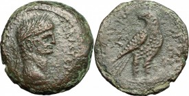 Claudius (41-54). AE 25 mm, Alexandria mint, Egypt, 52-53. D/ Head of Claudius right, laureate. R/ Eagle standing right, head left. RPC 5193. Kampmann...