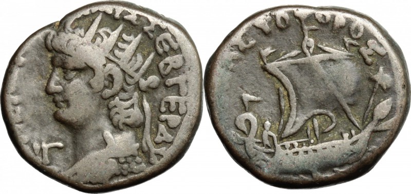 Nero (54-68). BI Tetradrachm, Alexandria mint, Egypt, 66-67. D/ Bust of Nero lef...