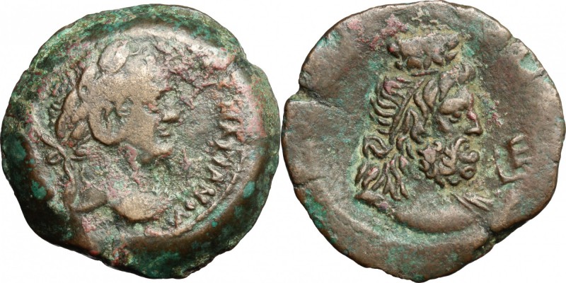 Vespasian (69-79). AE Diobol, Alexandria mint, Egypt, 72-73. D/ Head of Vespasia...
