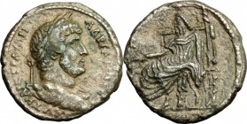 Hadrian (117-138). BI Tetradrachm, Alexandria mint, Egypt, 133-134. D/ Bust of Hadrian right, laureate. R/ Serapis enthroned left, extending right han...