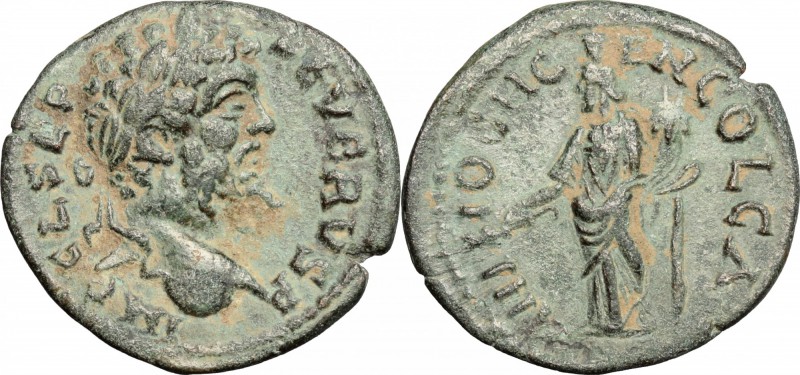 Septimius Severus (193-211). AE 23mm, Antioch mint, Syria, 193-211 AD. D/ Head o...