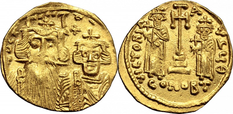 Constans II, with Constantine IV, Heraclius, and Tiberius (641-668). AV Solidus,...