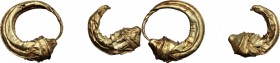Pair of gold earrings. Etruria, 5th century BC. 28 mm, 5.51 g.