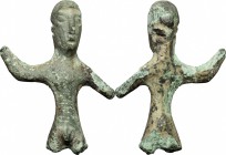 Bronze votive figure. Italy, Etruria, 4th-3rd century BC. 37 x 28 mm.