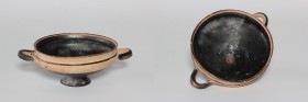Black-glazed Kylix. Greek, 3rd century BC. Diameter 180 mm (incl. handles).