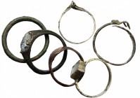 Lot of 6 rings. Silver and bronze. Roman - Medieval period.