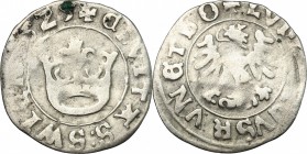 Bohemia. Louis I (1516-1526). AR 1/2 Groschen, Silesia, Schweidnitz mint, 1525. Schulten 3398. AR. g. 0.77 mm. 19.00 About VF/Good F.