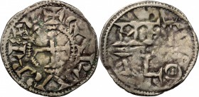 France. Charles the Simple (898-922), as King of West France. AR Denar, Melle mint, 898-922. AR. g. 0.83 mm. 22.00 Toned. About VF.