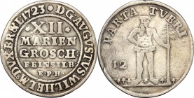 Germany, Braunschweig-Lüneburg. August Wilhelm (1714-1731). AR 12 Mariengroschen, 1723. Zellerfeld. Welter 2390. AR. g. 6.22 mm. 31.00 Lightly toned. ...