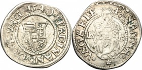 Hungary. Ferdinand I (1526-1564). AR Denar, Kremnitz mint, 1540 K-B. Unger 745a. Huszár 935. AR. g. 0.51 mm. 17.00 Good VF.