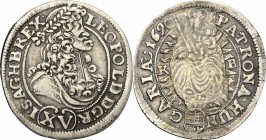 Hungary. Leopold I (1657-1705). AR 15 Kreuzer, Kremnitz mint, 1690 K-B. Unger 1064a. Huszár 1428. AR. g. 6.67 mm. 31.00 Toned. VF.