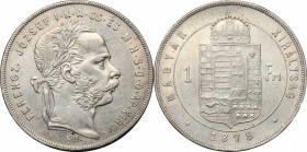Hungary. Franz Joseph (1848-1916). AR Gulden, Kremnitz mint, 1879 KB. Unger 1464a. Huszár 2138. AR. g. 12.36 mm. 29.00 About EF.