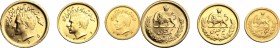 Iran. Mohamad Reza Pahlavi (1941-1979). Lot of 3 AV coins including 1 Pahlevi, 1/2 Pahlevi and 1/4 Pahlevi. AV. Good VF.