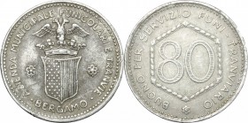 Italy. Bergamo. AL Token for 80 cents, Bergamo mint, Italy, 1944. AL. g. 1.50 mm. 24.00 VF. For the using of the tram.