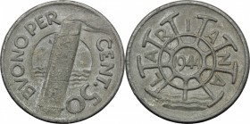 Italy. Lecco. Zinc Token for 50 cents, Abbadia Lariana mint, Italy, 1944. Zinc. g. 4.39 mm. 26.00 VF.