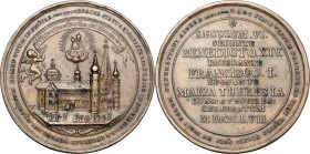 AE Medal for the sixt centenary from the foundation of Mariazell basilica, Austria, 1757.&nbsp;&nbsp; Obv. Pilgrims' church in Mariazell. Rev. Inscrip...