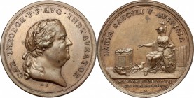 Charles Theodore (1742-1799), elector of Bavaria.&nbsp; AE Medal, Germany, Pfalz, 1786.&nbsp;&nbsp; Obv. Bust right, laureate. Rev. Minerva enthroned ...