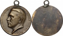 Adolf Hitler (1921-1945).&nbsp; AE Medal, Germany, 1932.&nbsp;&nbsp; Obv. Head of left. Rev. Blank.&nbsp; AE.&nbsp;&nbsp;&nbsp;&nbsp;&nbsp; 28.00 mm. ...