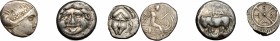 Continental Greek. Multiple lot of 3 divisional AR coins; including: Mesembria, Histiaia and Parion. AR. About VF.