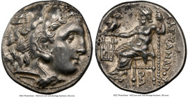 MACEDONIAN KINGDOM. Alexander III the Great (336-323 BC). AR drachm (17mm, 12h). NGC AU. Early posthumous issue of Colophon, ca. 323-319 BC. Head of H...