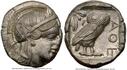 ATTICA. Athens. Ca. 440-404 BC. AR tetradrachm (24mm, 17.17 gm, 1h). NGC Choice AU 3/5 - 5/5. Mid-mass coinage issue. Head of Athena right, wearing ea...