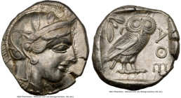 ATTICA. Athens. Ca. 440-404 BC. AR tetradrachm (25mm, 17.17 gm, 4h). NGC AU 4/5 - 4/5. Mid-mass coinage issue. Head of Athena right, wearing earring, ...