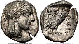 ATTICA. Athens. Ca. 440-404 BC. AR tetradrachm (25mm, 17.13 gm, 6h). NGC Choice XF 4/5 - 3/5, edge cut. Mid-mass coinage issue. Head of Athena right, ...