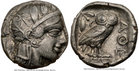 ATTICA. Athens. Ca. 440-404 BC. AR tetradrachm (23mm, 17.16 gm, 10h). NGC XF 5/5 - 4/5. Mid-mass coinage issue. Head of Athena right, wearing earring,...