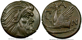 CIMMERIAN BOSPORUS. Panticapaeum. Ca. 4th Century BC. AE (21mm, 7.62 gm, 11h). NGC Choice XF 5/5 - 5/5, Fine Style. Head of bearded Pan right / Π-A-N,...