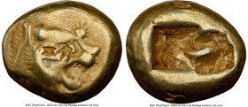 LYDIAN KINGDOM. Alyattes or Walwet (ca. 610-546 BC). EL third-stater or trite (13mm, 4.67 gm). NGC Choice Fine 5/5 - 2/5, countermarks. Lydo-Milesian ...