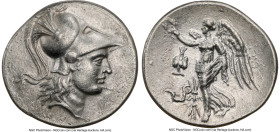 PAMPHYLIA. Side. Ca. 3rd-2nd centuries BC. AR tetradrachm (30mm, 1h). NGC XF, light marks. Head of Athena right, wearing triple-crested Corinthian hel...