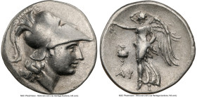 PAMPHYLIA. Side. Ca. 3rd-2nd centuries BC. AR tetradrachm (30mm, 1h). NGC Choice VF. Ar-, magistrate. Head of Athena right, wearing triple-crested Cor...