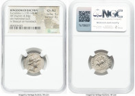 BACTRIAN KINGDOM. Eucratides I the Great (ca. 170-145 BC). AR drachm (19mm, 4.20 gm, 11h). NGC Choice AU 5/5 - 3/5. Attic standard. Bactra and uncerta...