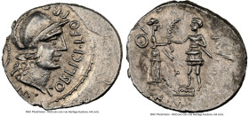 Cnaeus Pompeius Junior (46-45 BC). AR denarius (20mm, 3.95 gm, 5h). NGC AU 3/5 - 4/5. Uncertain mint in Spain (Corduba), summer 46 BC-spring 45 BC. M•...