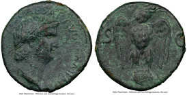 Nero (AD 54-68). AE as (25mm, 10.96 gm, 4h). NGC Choice XF 4/5 - 3/5. Perinthus, ca. AD 64-66. NERO CLAVDIVS CAESAR AVG GERM P M, laureate head right ...