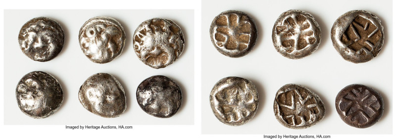 ANCIENT LOTS. Greek. Mysia. Parium. Ca. 5th century BC. Lot of six (6) AR drachm...