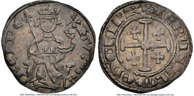 Cyprus. Hugh IV Gros ND (1324-1359) MS62 NGC, CCS-71. 4.61gm. King seated on curule chair facing / Jerusalem cross. Colorful toning. Accompanied by St...