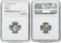 Bavaria. Ludwig I 3 Kreuzer 1839 MS65 NGC, Munich mint, KM800. Mottled patina and semi-Prooflike fields with frosted devices. HID09801242017 © 2024 He...