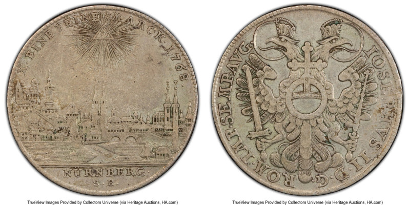 Nurnberg. Free City "City View" Taler 1768-SR XF40 PCGS, KM350, Dav-2494. With t...