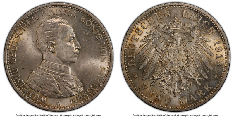 Prussia. Wilhelm II 5 Mark 1913-A MS64 PCGS, Berlin mint, KM536, J-114. HID09801...