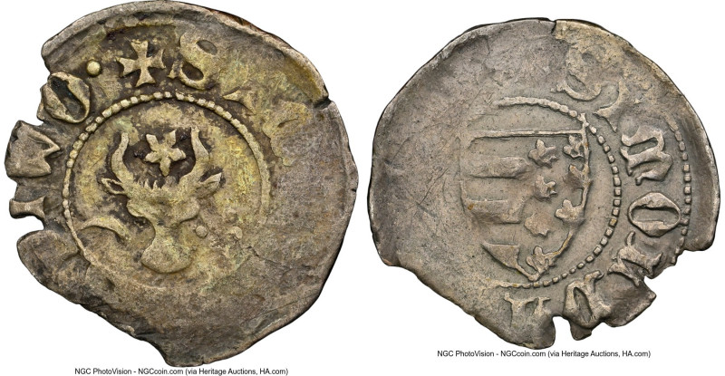 Moldavia. Stefan III Groshen ND (1457-1504) Chipped NGC, 0.74gm. Facing bull's h...