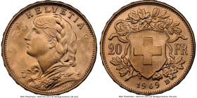 Confederation gold 20 Francs 1949-B MS65 NGC, Bern mint, KM35.2, Fr-499. HID09801242017 © 2024 Heritage Auctions | All Rights Reserved