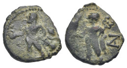 CENTRAL ITALY. Uncertain. Local coinage, circa late 2nd-1st centuries BC. Bronze (Bronze, 14.73 mm, 1.67 g). Hercules standing, leaning on club in lef...