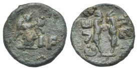 CENTRAL ITALY. Uncertain. Local coinage, circa late 2nd-1st centuries BC. (Leaded bronze, 14.81 mm, 2.79 g). Victory crowning trophy right; RF to righ...