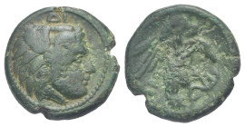 BRUTTIUM. Kroton. Time of Alexander the Molossian, 333-331 BC. Obol (Bronze, 17.90 mm, 6.14 g). Head of Herakles right, wearing lion's skin headdress;...