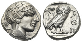 ATTICA. Athens. Circa 454-404 BC. Tetradrachm (Silver, 34.11 mm, 17.02 g). Head of Athena right, wearing crested Attic helmet decorated with palmette ...