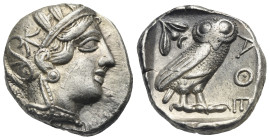 ATTICA. Athens. Circa 454-404 BC. Tetradrachm (Silver, 36.24 mm, 17.14 g). Head of Athena right, wearing crested Attic helmet decorated with palmette ...