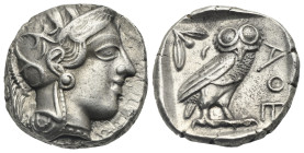 ATTICA. Athens, circa 454-404 BC. Tetradrachm (Silver, 35.56 mm, 17.17 g) Head of Athena right, wearing crested Attic helmet decorated with palmette, ...