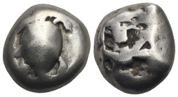 ISLANDS OFF ATTICA. Aegina. Circa 525-475 BC. Stater (Silver, 18.0 mm, 12.11 g). Sea turtle. Rev. Square incuse. SNG Copenhagen 502. HGC 6, 429. Good ...